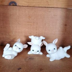 3 Tumbling Bunny Rabbit Figurines by Homco